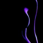 women silhouette, painting, black background, purple silhouette